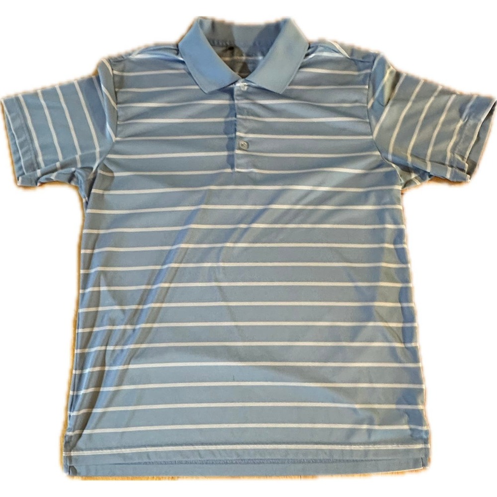 Adidas Puremotion Men's Blue Striped Golf Polo Shirt Short‎ Sleeve M